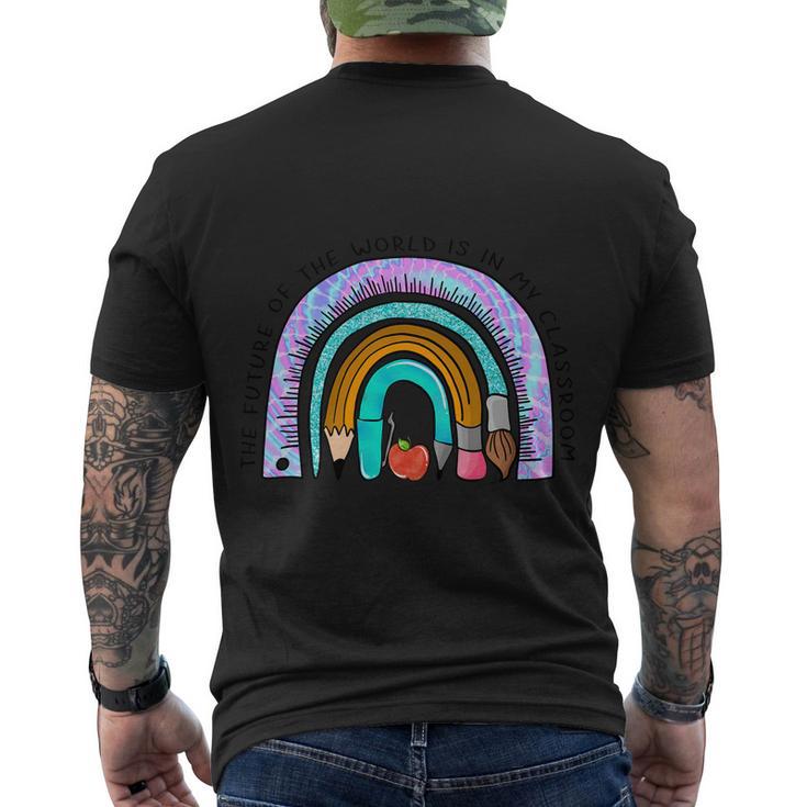 The Future Of The World Is In My Classroom Rainbow Graphic Plus Size Shirt Men's Crewneck Short Sleeve Back Print T-shirt