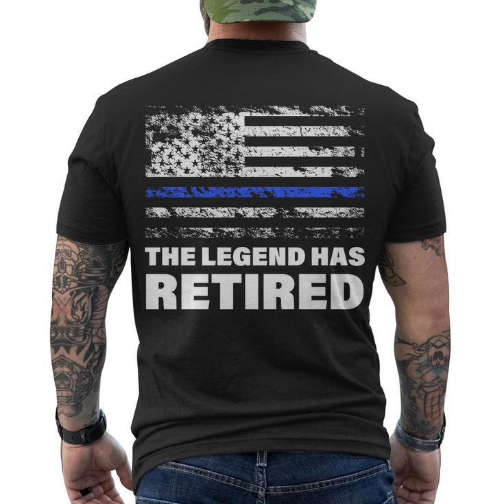The Legend Has Retired Blue Thin Line Tshirt Men's Crewneck Short Sleeve Back Print T-shirt