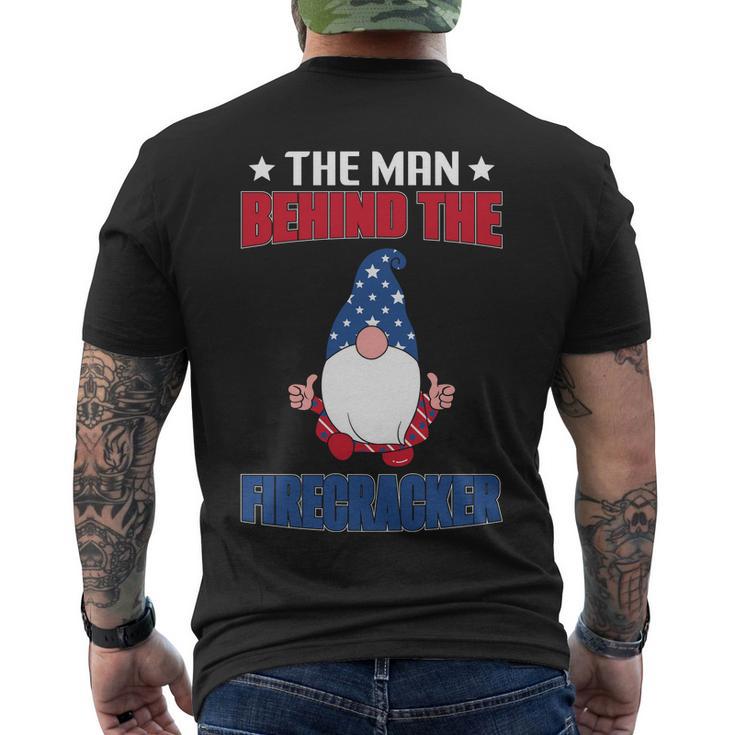 The Man Behind Firecracker Gnome Graphic 4Th July Plus Size Men's Crewneck Short Sleeve Back Print T-shirt