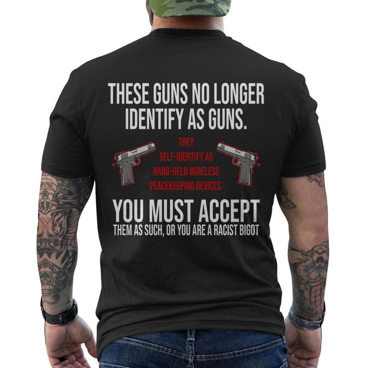 These Guns No Longer Identify As Guns Tshirt Men's Crewneck Short Sleeve Back Print T-shirt