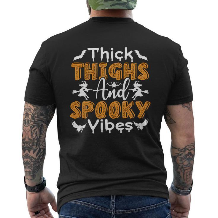 Thick Thights And Spooky Vibes Witch Broom Halloween Men's T-shirt Back Print