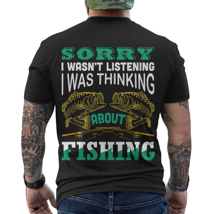 Thinking About Fishing Funny Tshirt Men's Crewneck Short Sleeve Back Print T-shirt