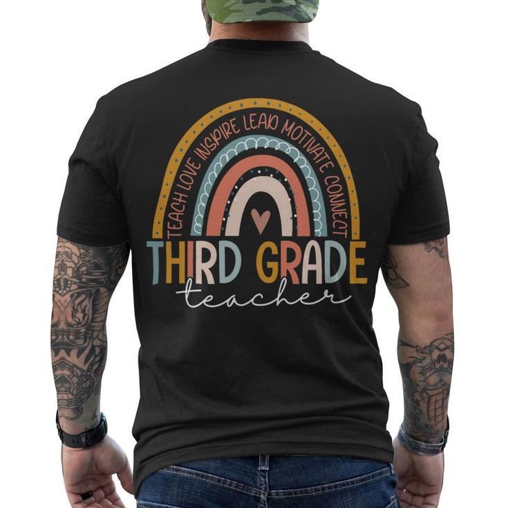 Third Grade Teacher Teach Love Inspire Boho Rainbow Men's T-shirt Back Print