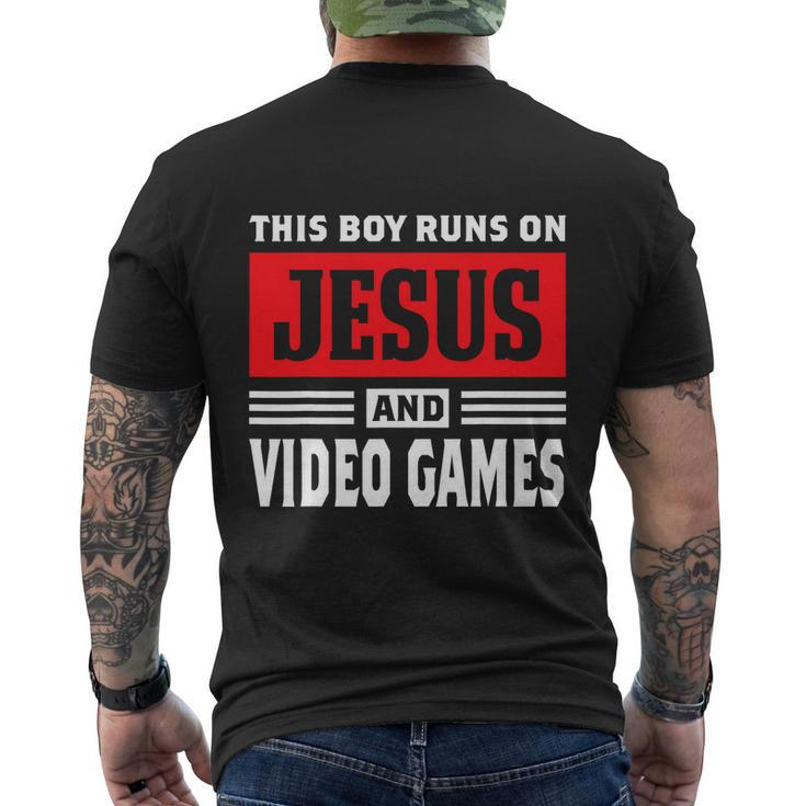 This Boy Runs On Jesus And Video Games Christian Men's Crewneck Short Sleeve Back Print T-shirt