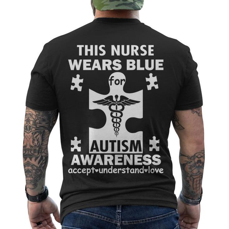 This Nurse Wears Blue For Autism Awareness Tshirt Men's Crewneck Short Sleeve Back Print T-shirt
