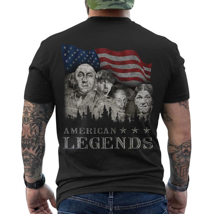 Three Stooges - American Legends Usa Flag Men's Crewneck Short Sleeve Back Print T-shirt