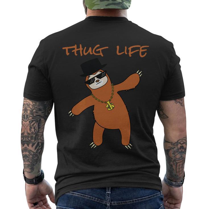 Thug Life Gangsta Sloth Men's Crewneck Short Sleeve Back Print T-shirt