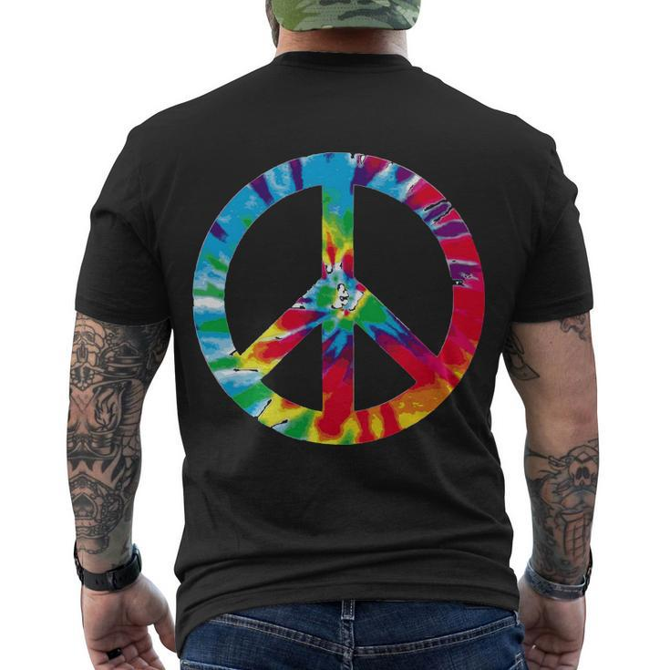 Tie Dye World Peace Sign Tshirt Men's Crewneck Short Sleeve Back Print T-shirt