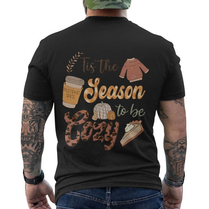 Tis The Season To Be Cozy Thanksgiving Quote Men's Crewneck Short Sleeve Back Print T-shirt