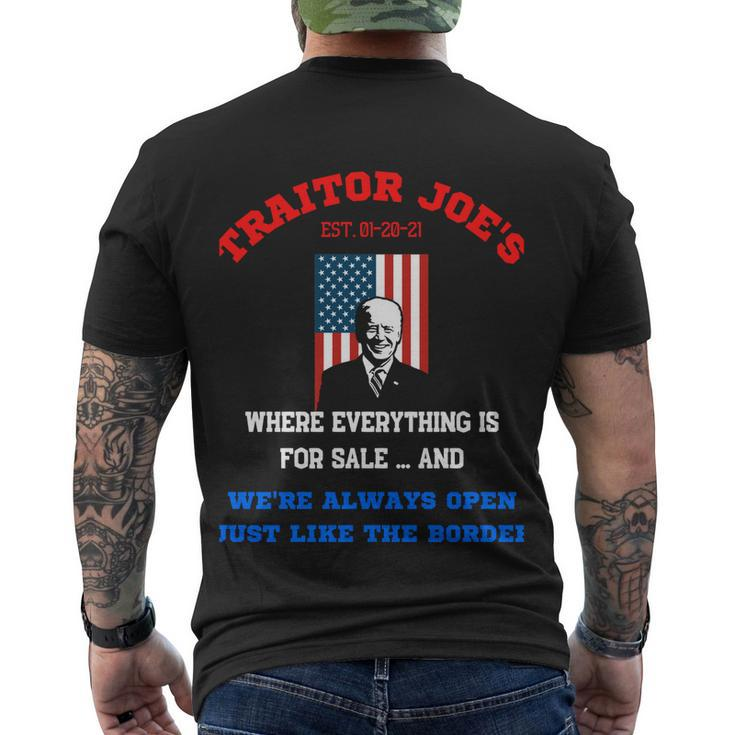 Traitor Joes Funny Anti Biden Men's Crewneck Short Sleeve Back Print T-shirt
