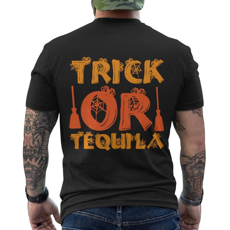 Trick Or Tequila Halloween Quote Men's Crewneck Short Sleeve Back Print T-shirt