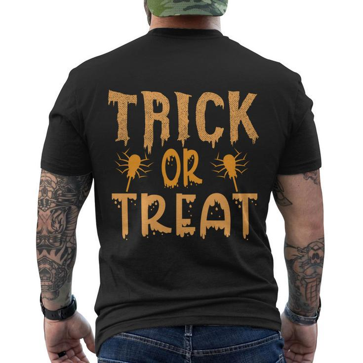 Trick Or Treat Halloween Quote Men's Crewneck Short Sleeve Back Print T-shirt