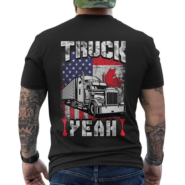 Truck Yeah Canada Flag American Flag Freedom Convoy  Men's Crewneck Short Sleeve Back Print T-shirt