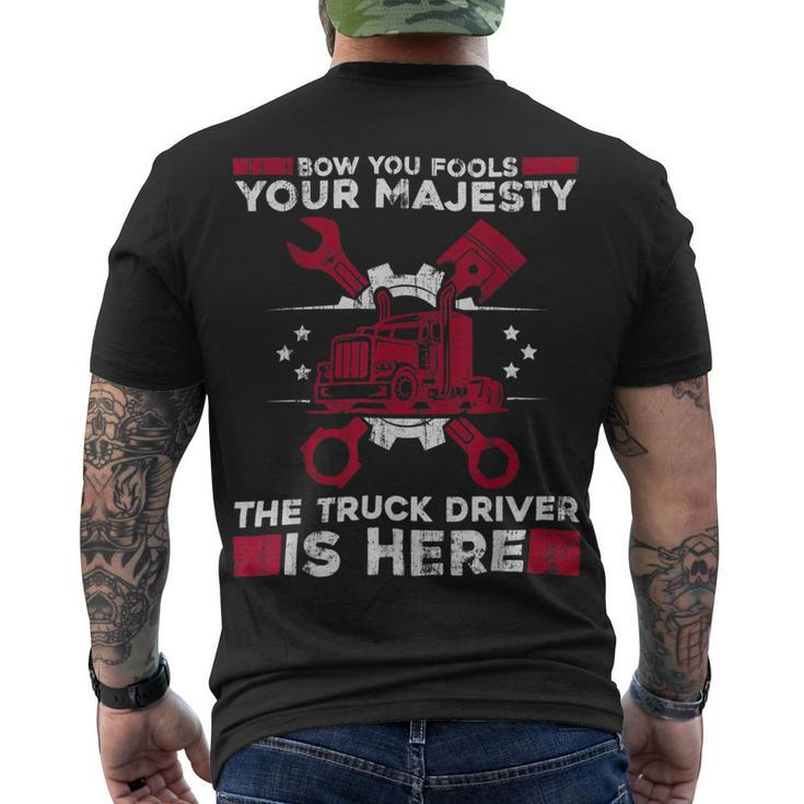 Trucker Trucker 18 Wheeler Freighter Truck Driver_ Men's T-shirt Back Print