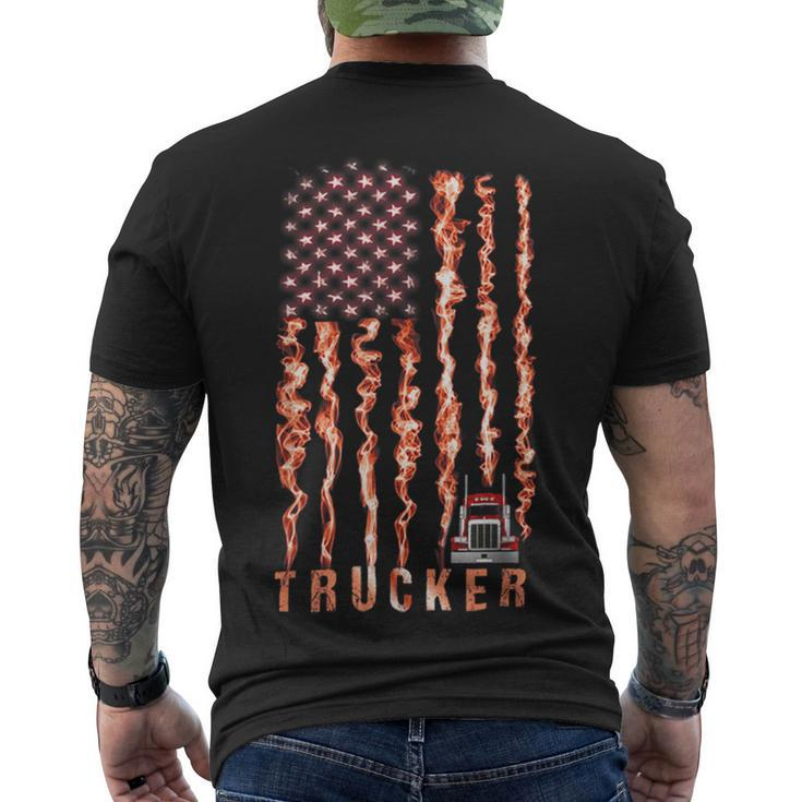 Trucker Trucker American Flag Smoking Men's T-shirt Back Print