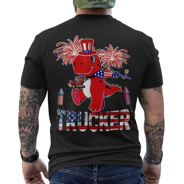 Trucker Trucker American Flag Trex Fireworks 4Th Of July Men's T-shirt Back Print