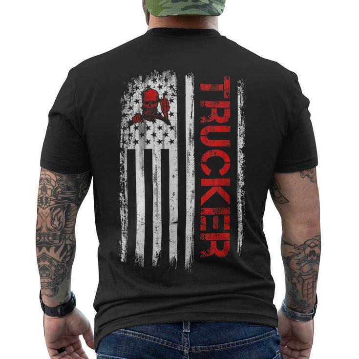 Trucker Trucker American Flag Truck Driver Shirt Truck Driver Men's T-shirt Back Print