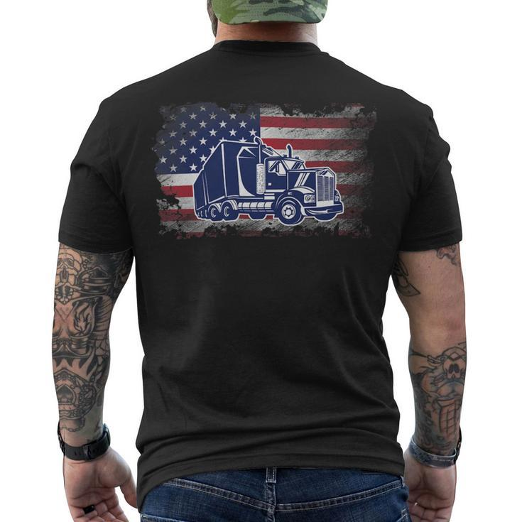 Trucker Trucker American Flag Usa Patriotic Trucker Men's T-shirt Back Print