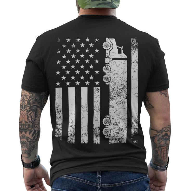 Trucker Trucker American Flag Usa Patriotic Truck Driver Dad Trucker Men's T-shirt Back Print