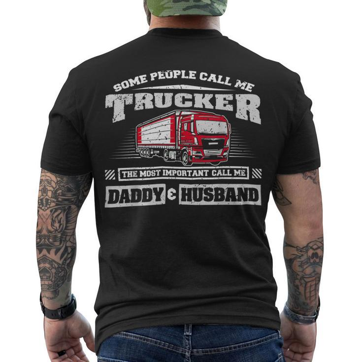 Trucker Trucker Daddy Or Trucker Husband Truck Driver Dad _ V2 Men's T-shirt Back Print