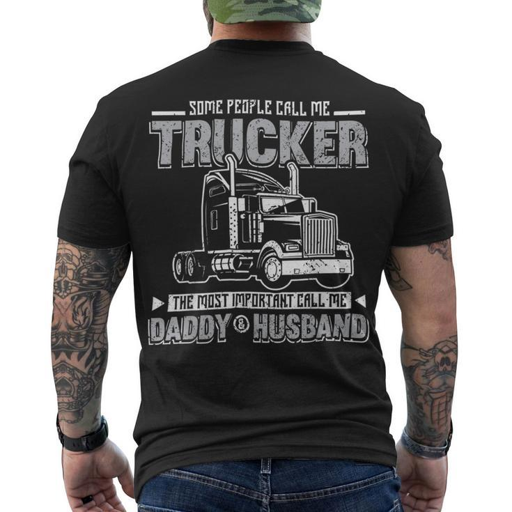 Trucker Trucker Daddy Or Trucker Husband Truck Driver Dad_ V2 Men's T-shirt Back Print