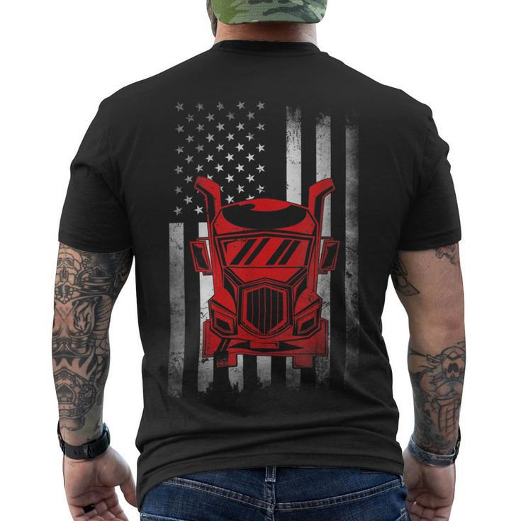 Trucker Trucker Driver Usa Us American Flag Men's T-shirt Back Print