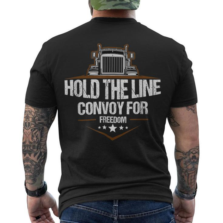 Trucker Trucker Hold The Line Convoy For Freedom Trucking Protest Men's T-shirt Back Print