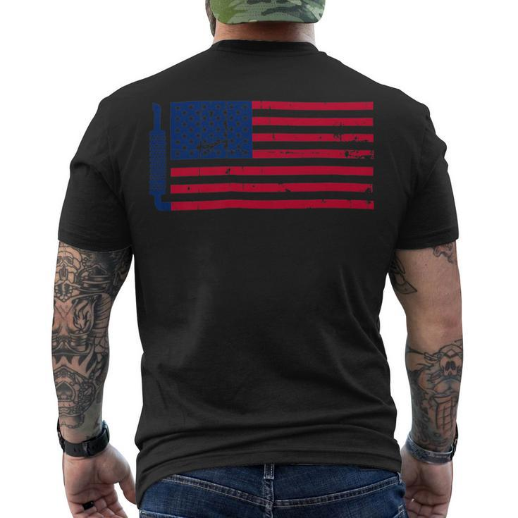 Trucker Truck Driver American Flag With Exhaust Patriotic Trucker_ V2 Men's T-shirt Back Print