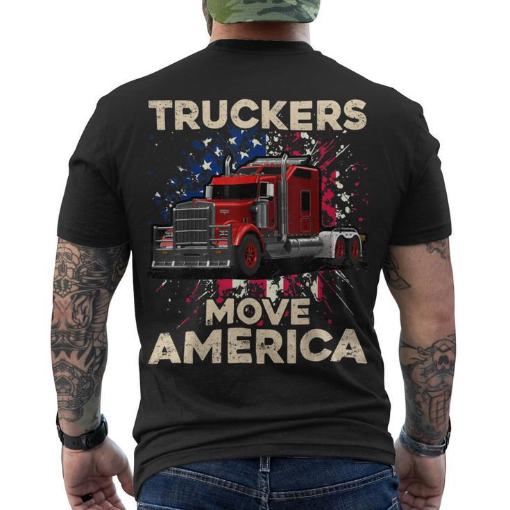 Trucker Truck Driver Trucker American Flag Truck Driver Men's T-shirt Back Print