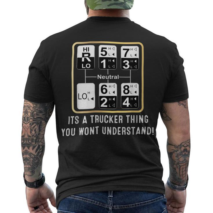 Trucker Trucker Truck Driver Gear Shift Pattern Tshirt Men's T-shirt Back Print