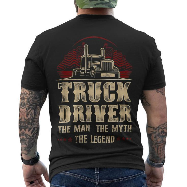 Trucker Trucker Truck Driver Vintage Truck Driver The Man The Myth Men's T-shirt Back Print