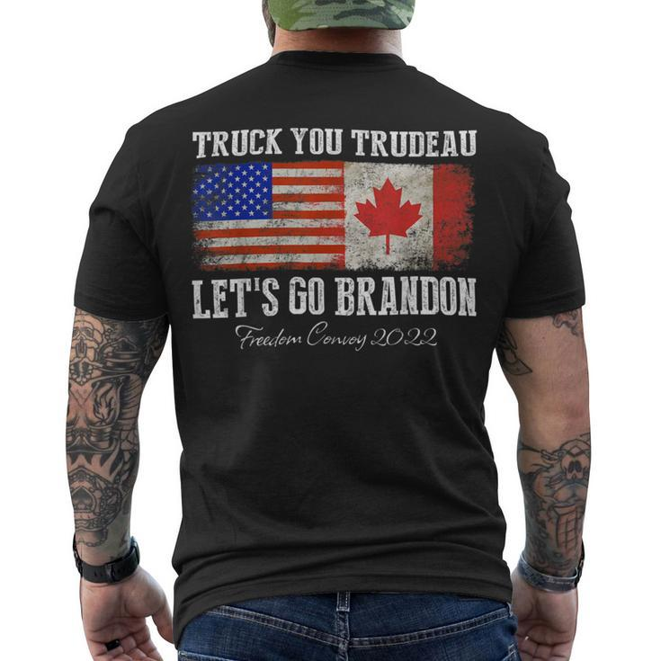 Trucker Truck You Trudeau Lets Go Brandon Freedom Convoy Truckers Men's T-shirt Back Print
