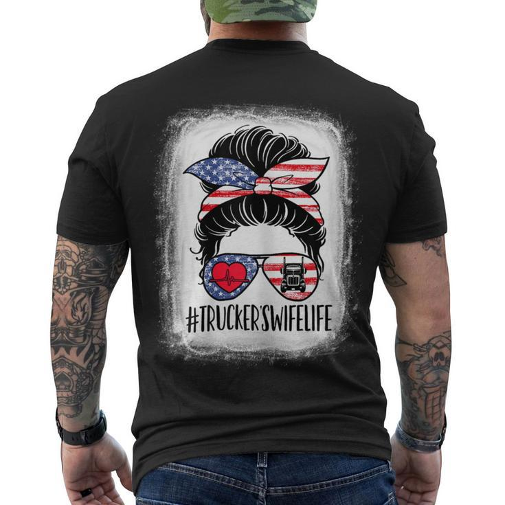 Trucker Truckers Wife Life Truck American Trucker Messy Bun Hair Men's T-shirt Back Print