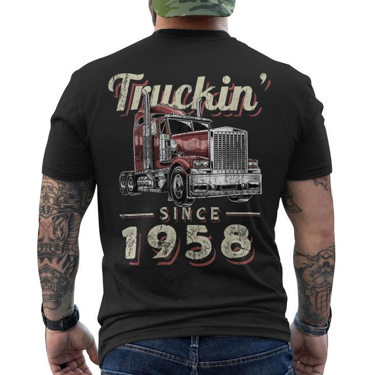 Trucker Truckin Since 1958 Trucker Big Rig Driver 64Th Birthday Men's T-shirt Back Print