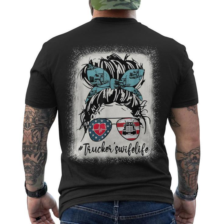 Trucker Trucker Wifes Life Bleached Shirt Messy Bun Hair Men's T-shirt Back Print