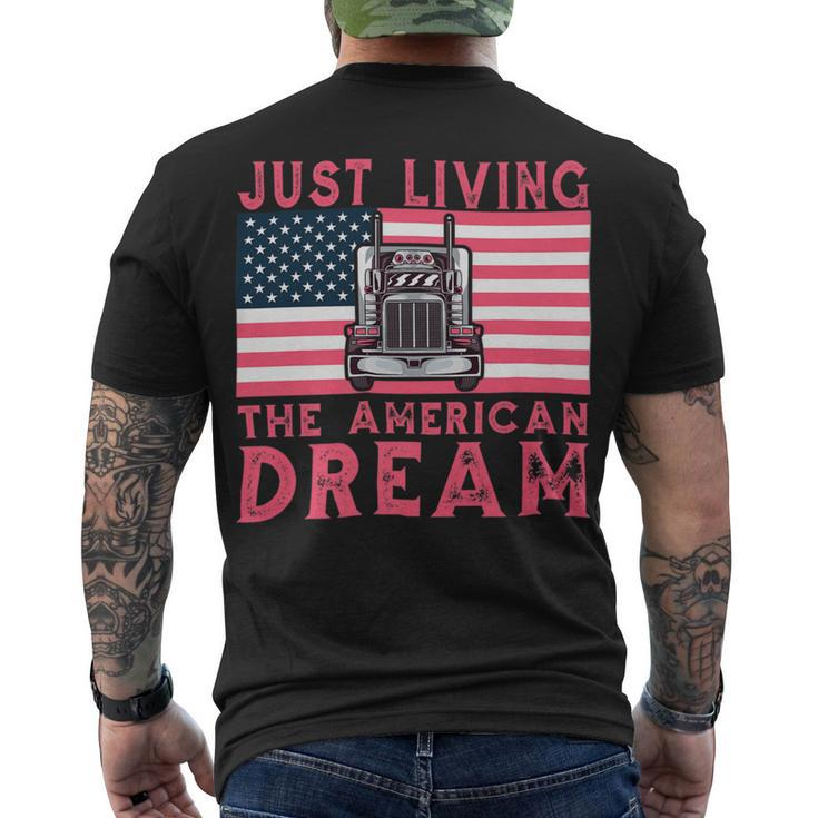 Trucker Woman Trucker Usa Flag For Girl Truck Driver American Truck Men's T-shirt Back Print