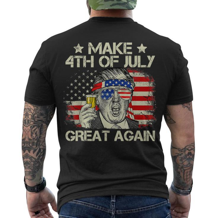Trump Make 4Th Of July Great Again Merica Beer Drinking Men's T-shirt Back Print