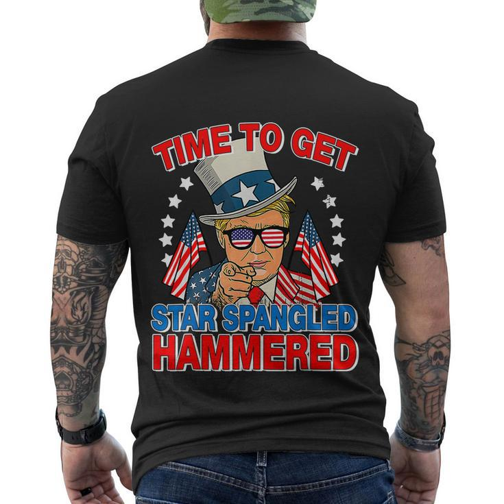 Trump Time To Get Star Spangled Hammered 4Th Of July Great Gift Men's Crewneck Short Sleeve Back Print T-shirt