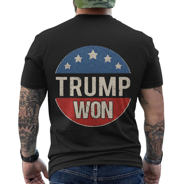 Trump Won 4Th Of July American Flag Great Gift Men's Crewneck Short Sleeve Back Print T-shirt