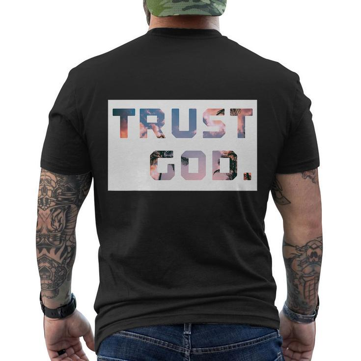 Trust God Period Palm Trees Inspiring Christian Gear Men's T-shirt Back Print