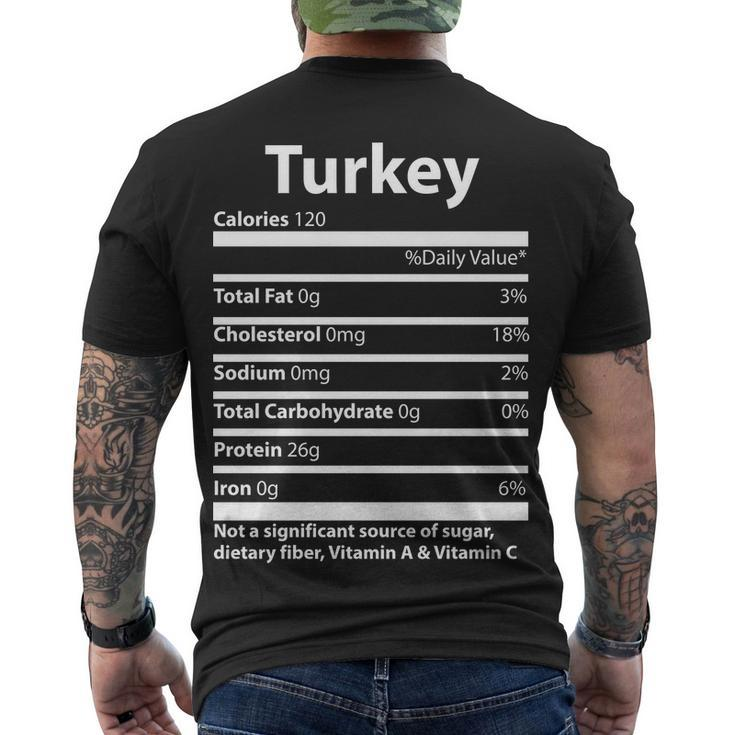 Turkey Nutritional Facts Funny Thanksgiving Men's Crewneck Short Sleeve Back Print T-shirt