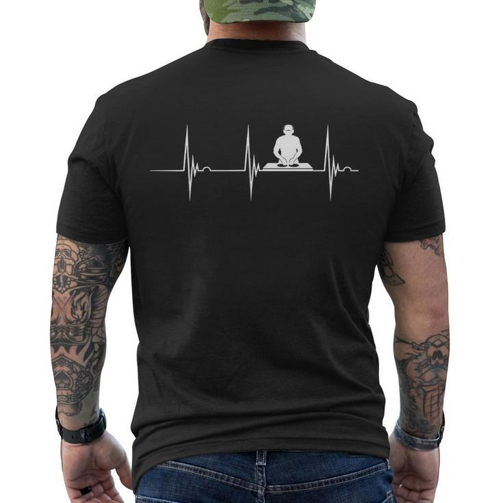 Turntable Dj Dance Music Heartbeat Ekg Pulse Dj Techno Gift Men's Crewneck Short Sleeve Back Print T-shirt