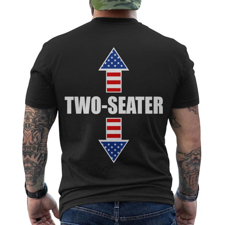 Two-Seater Usa Flag Arrows Funny Men's Crewneck Short Sleeve Back Print T-shirt