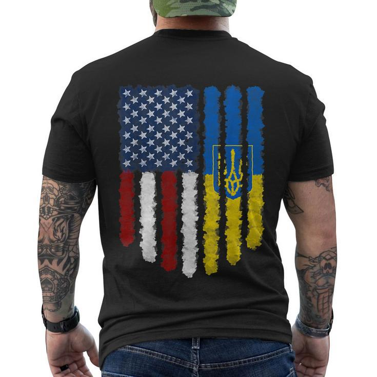 Ukrainian American Flag Ukraine Usa America Men's Crewneck Short Sleeve Back Print T-shirt