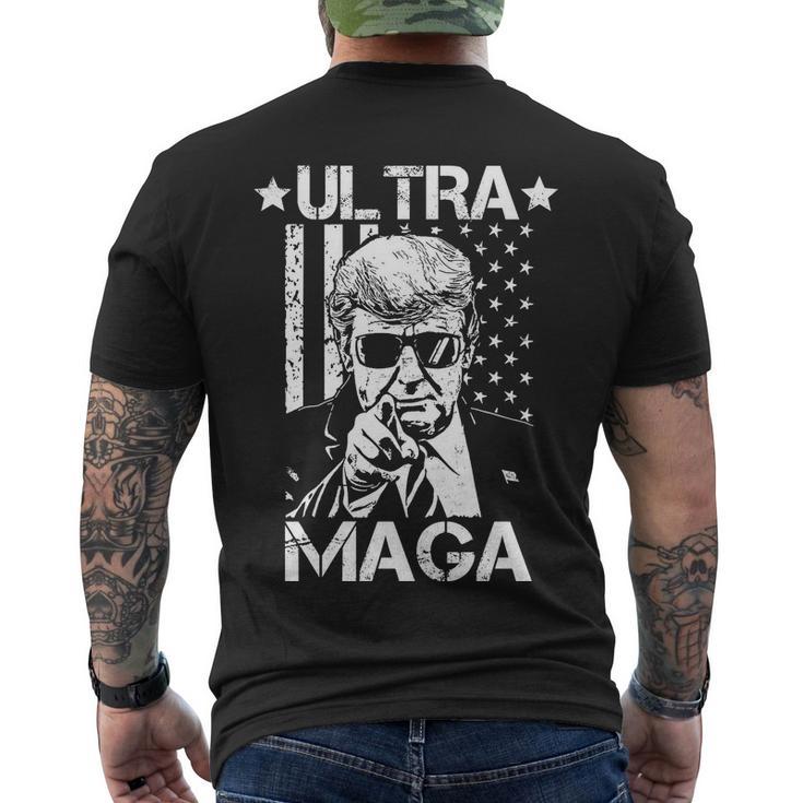 Ultra Maga Donald Trump Usa Flag Men's Crewneck Short Sleeve Back Print T-shirt