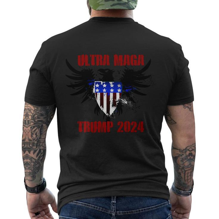 Ultra Maga Eagle Grunge Splatter Trump 2024 Anti Biden Men's Crewneck Short Sleeve Back Print T-shirt