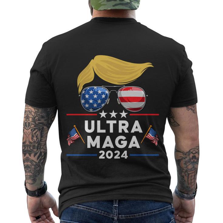 Ultra Maga Maga King Donald Trump American Flag Tshirt Men's Crewneck Short Sleeve Back Print T-shirt