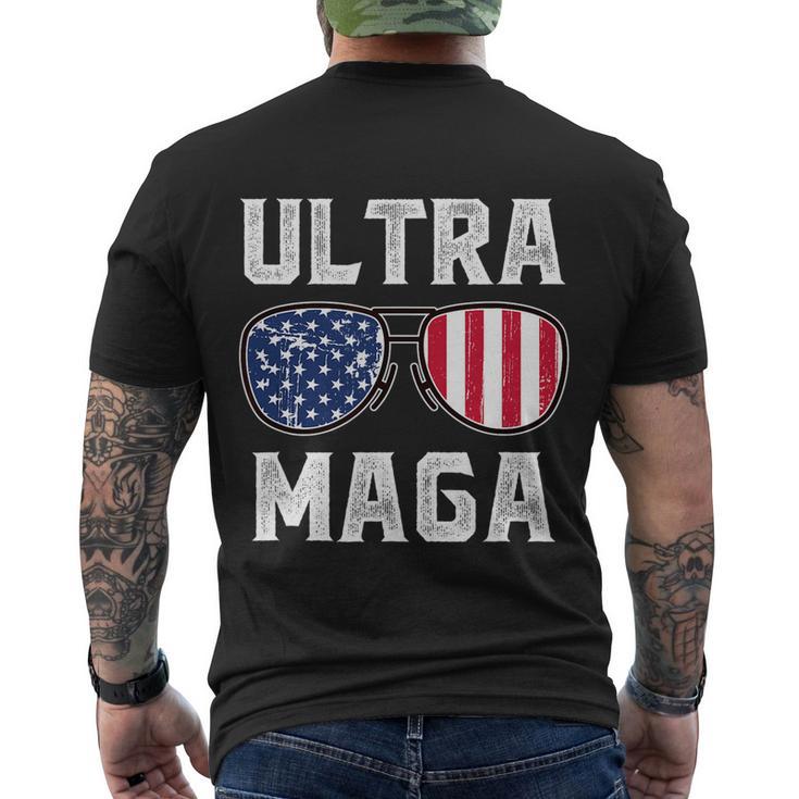 Ultra Maga Sunglasses American Flag Funny Anti Biden Men's Crewneck Short Sleeve Back Print T-shirt