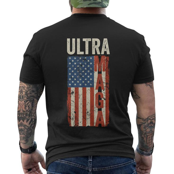 Ultra Maga Us Flag Pro Trump American Flag Tshirt Men's Crewneck Short Sleeve Back Print T-shirt