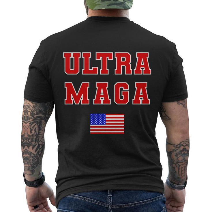 Ultra Maga Varsity Usa United States Flag Logo Tshirt Men's Crewneck Short Sleeve Back Print T-shirt